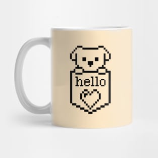 Pixelated Puppy in pocket / Hello sign / Perfect gift for every Kid Mug